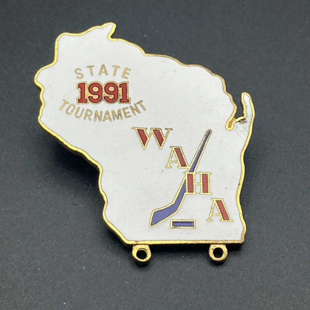 Wisconsin Amateur Hockey Association WAHA State Tournament 1991 Lapel Hat Pin‎